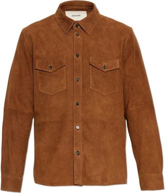 Zadig&Voltaire Su&egrave;de shirt Sergy - Heren - Casual Overhemden - Bruin - L - Su&egrave;de - Overhemden