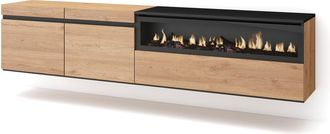Skraut Home Skraut Home - Mueble Tv, Televisi&oacute;n, Muebles De Sal&oacute;n, Almacenaje, 200x45x35cm, Para Tv Hasta 80, Chimenea El&eacute;ctrica, Colgado, Suspendido, Estilo Mode