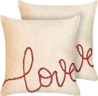 Beliani Beliani - Lote De 2 Cojines Decorativos Fabricados En Terciopelo Beige 45 X 45 Cm Rotala