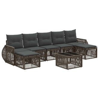 vidaXL Conjunto De Sof&aacute;s De Jard&iacute;n 8 Pcs Gris Y Gris Oscuro Vidaxl