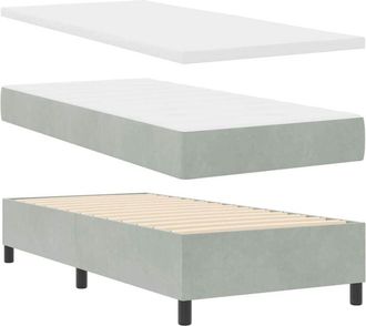 vidaXL Vidaxl - Box Spring Bed with Mattress Light grey 100 x 200 cm Velvet