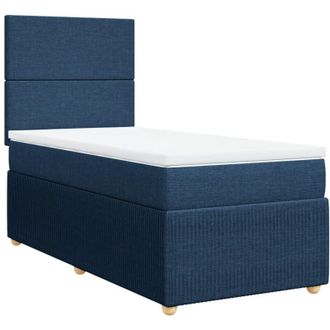 vidaXL Cama Box Spring Con Colch&oacute;n Tela Azul 80x200 Cm Vidaxl