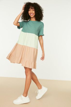 Trendyol Dames Mouwloze Crew Neck Shift Mini Jurk