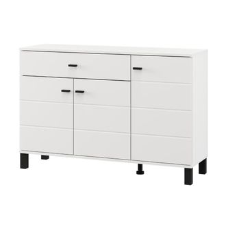 Dmora Aparador Uyuni, Alacena 3 Estantes, Un Caj&oacute;n, 3 Puertas, 116x35x78h Cm Blanco