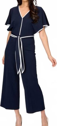 Joseph Ribkoff Contrast Trim Jumpsuit In Midnight Blue