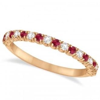 Allurez Lab Ruby & Lab Grown Diamond Wedding Band Anniversary Ring in 14k Rose Gold (0.50ct)