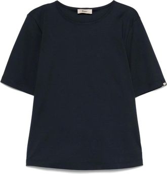 Herno Katoenen T-shirt met zijsplitten - Dames - T-shirts - Zwart - 3XL - Katoen - Tops