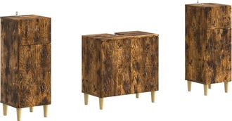 vidaXL Juego De Gabinete De Ba&ntilde;o De 2 Piezas Delft Roble Ahumado Vidaxl
