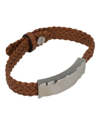 Ferragamo Braided Leather Logo Bracelet