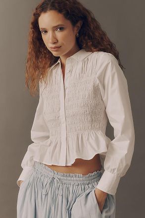 Rails Bradshaw Cotton Shirred Buttondown Shirt