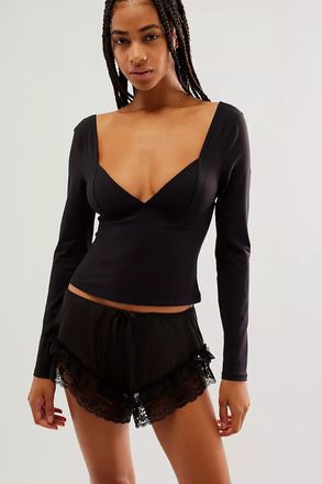 Free People Duo Corset Top Womens Black Sweetheart Neck Long Sleeve JDM 41
