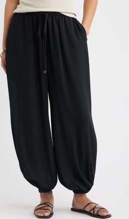 Open Edit Tie Waist Balloon Pants in Black at Nordstrom, Size Xx-Small