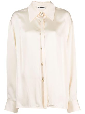 Jil Sander long-sleeve buttoned shirt - women - Viscose - 44 - Neutrals