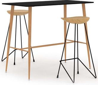 vidaXL Juego De Mesa Alta Y Taburetes De Bar 3 Piezas Negro Vidaxl