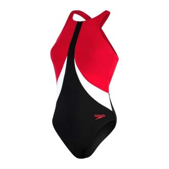 Speedo Dames/Dames Kleurblok Eendelig Zwempak (Zwart, Rood)