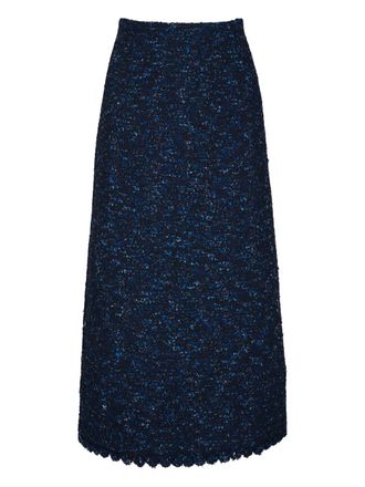 Lafayette 148 New York Cosmos boucl&eacute;-effect midi skirt - Blue