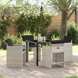 vidaXL Conjunto De Comedor De Jard&iacute;n 5 Pcs Gris Claro Polirat&aacute;n Vidaxl