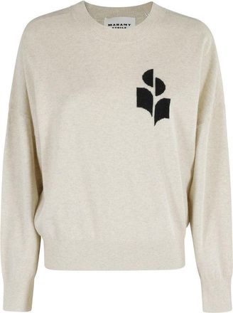Isabel Marant Light Grey Relaxed Fit Sweater With Logo Detail