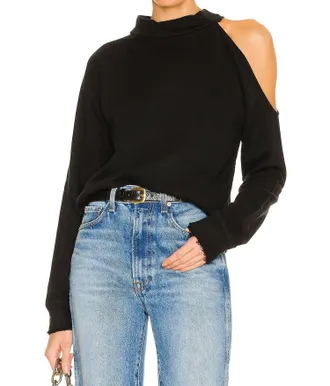 Chaser Vented Shoulder Long Sleeve Mock Neck Raglan Pullover In True Black