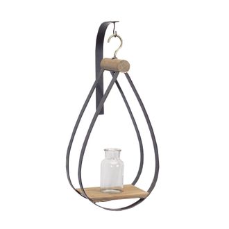 Melrose International Hanging Bottle Vase in Teardrop Frame (Set of 2) - Natural, Black