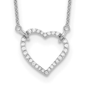 Diamond2Deal 14k Gold 1/5 Ct Lab Grown Diamond Heart Pendant Necklace 18 Clarity VS, Color D-E