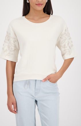 Monari Sweatshirt MONARI Sweatshirt Perlenschmuck, Damen, Gr. 40, beige, Sweatware, Obermaterial: 100% Baumwolle, unifarben, regular fit taillenbedeckt, Rund