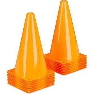 Relaxdays Relaxdays Pack 32 Conos De Entrenamiento, Pilones Se&ntilde;alizaci&oacute;n, Marcadores De Entrenamiento F&uacute;tbol, 23 Cm, Naranja