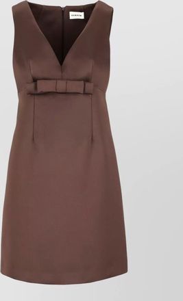 Parosh sleeveless dress v neck knee length bow