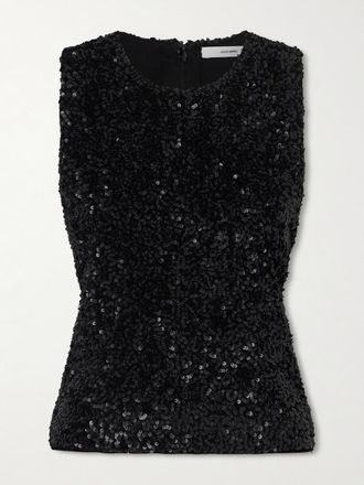 Adam Lippes Top In Maglia Con Paillettes - Nero