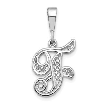 Diamond2Deal 10K White Gold Filigree Initial F Pendant