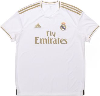 adidas real Madrid 19-20 Season Fan Edition Home Alphabet Logo Stripe Sports Soccer/Football Short Sleeve Jersey Asia Sizing DW4433
