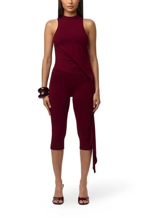 Naked Wardrobe Asymmetric Body-Con Top in Sangria at Nordstrom, Size X-Large