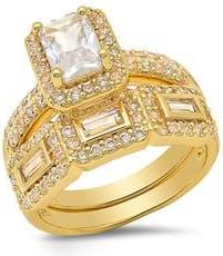 HMY Jewelry Cushion Cut Simulated Diamond Stacked Pavé Ring in Gold at Nordstrom Rack, Size 8