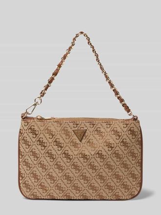 Guess Shoulder Bag mit Allover-Brand-Stickereien in Cognac, Gr&ouml;&szlig;e 1