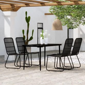 vidaXL Juego De Comedor De Jard&iacute;n 5 Piezas Negro Vidaxl