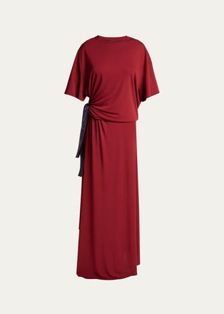 Balenciaga Gathered Blouson Maxi T-Shirt Dress