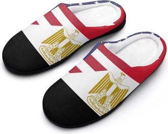 Generic U.S.A. Egypt Flag Slippers Men Winter Warm Cotton Anti-Slip Indoor Slip-Ons House Shoes