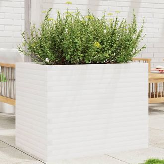 vidaXL Jardinera Madera Maciza De Pino Blanco 90x60x68,5 Cm Vidaxl