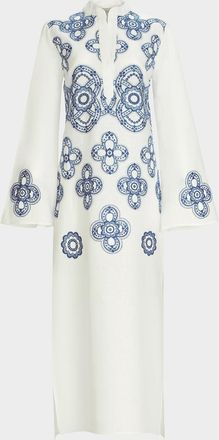 Silvia Tcherassi Adalys Geometric Linen-Cotton Tunic Dress