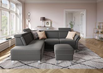 Sit&more Ecksofa »Vincenzo L-Form« inklusive Kopfteilverstellung, wahlweise mit Bettfunktion, Bettkasten