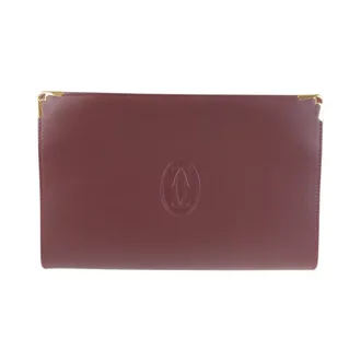 Cartier Bordeaux Wine Red Leather Clutch Bag (Pre-Owned)