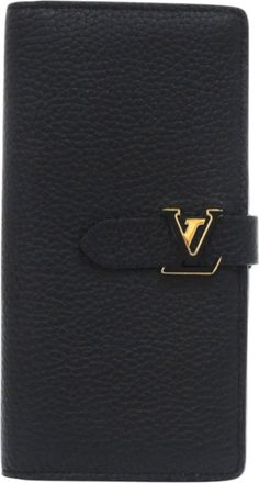 Louis Vuitton Black Noir Leather Long Wallet (Bi-Fold) (Pre-Owned)