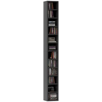 HOMCOM 204 CD Storage Tower Tall Bookcase Bookshelf With Cubes - Black | TJ Hughes