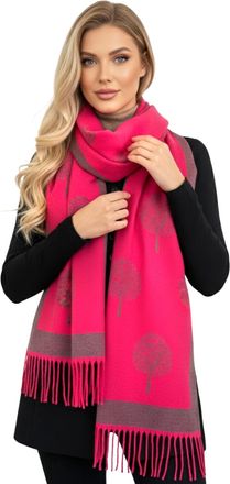 The Accessory Co. Cashmere Tree of Life Blanket Scarf - Reversible Pashmina Shawl, Large Winter Wrap, Warm Womens Scarf with Tree Print, Long Ladies Wrap, Womens Gift