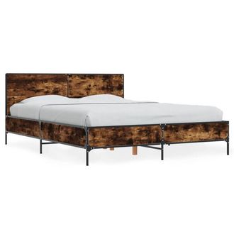 Berkfield Home Bed Frame without Mattress Smoked Oak 140x190 cm in Brown