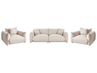 Beliani Conjunto de sof&aacute;s 5 personas de tejido beige