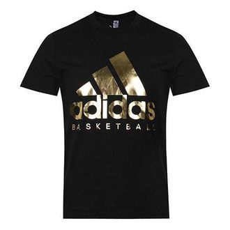 adidas Basketball Sports Alphabet Round Neck Short Sleeve Black DX0296