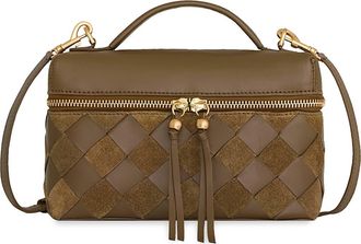 Rebecca Minkoff Frankie Woven Leather Train Case in Vintage at Nordstrom