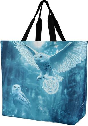 Generic Owl Reusable Shopping Bags Large Capacity Grocery Bag Heavy Duty Tote for Women 40x40x16cm