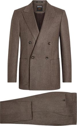 Ermenegildo Zegna melangé double-breasted wool suit - men - Wool - 48 - Brown